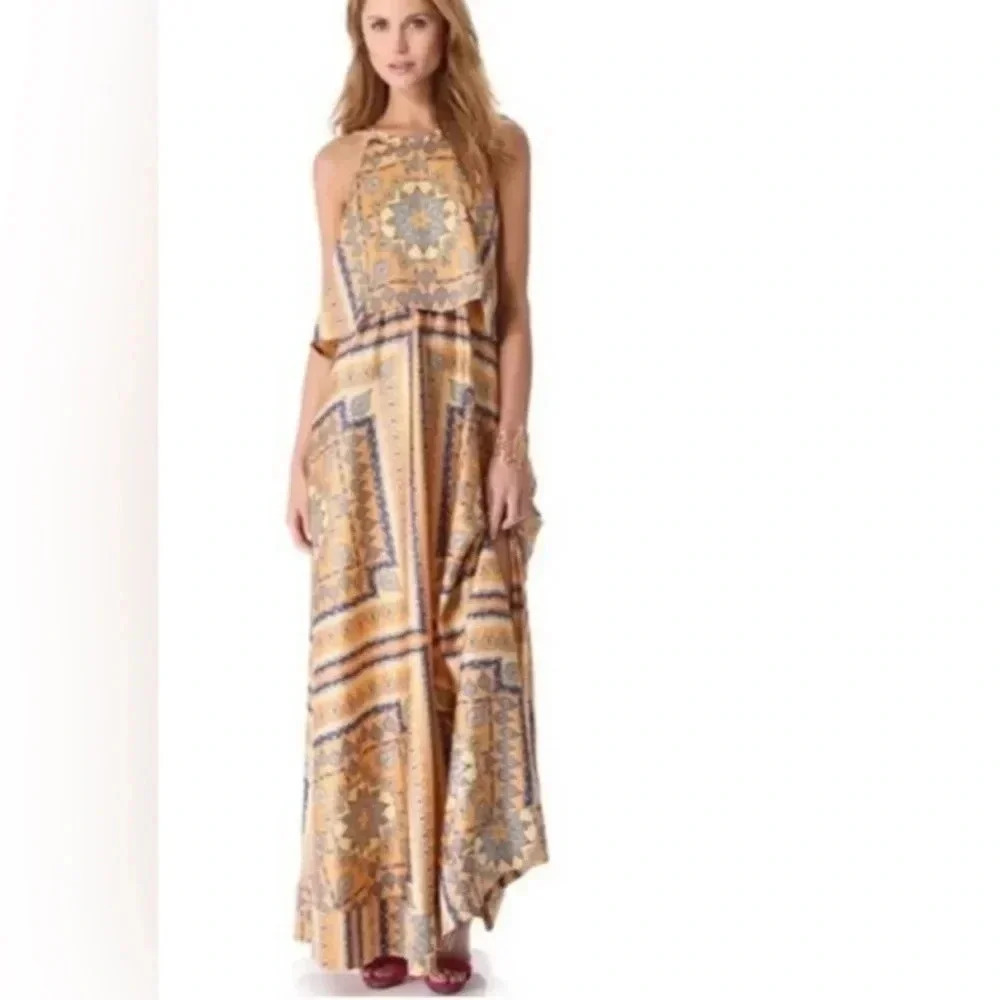 Torn by Ronny Kobo scarf Celina Long Dress Peach size small - Picture 1 of 8